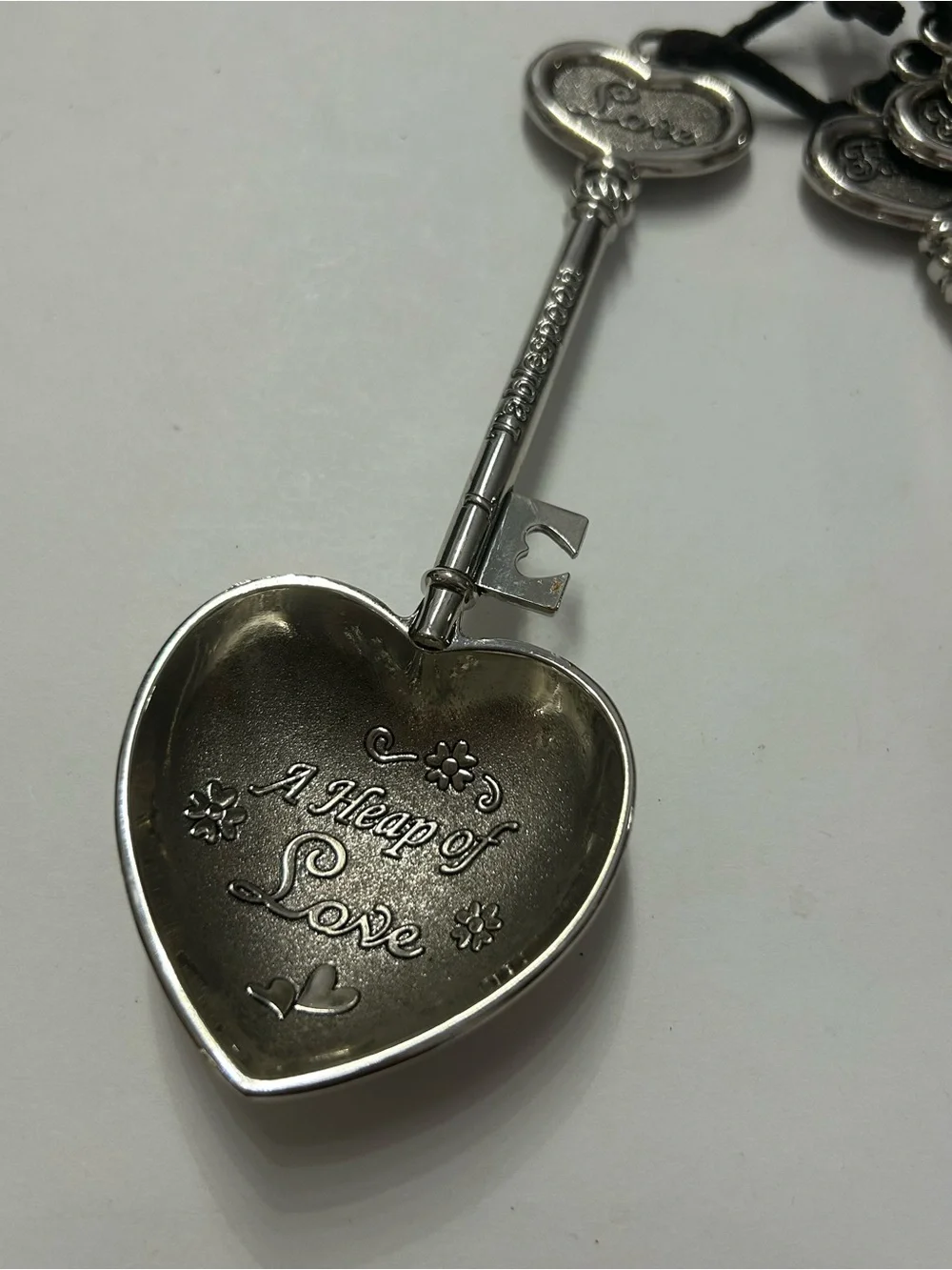 GANZ Heart Key Measuring Spoon Set Keys To Love 4 PC Metal Silver Tone